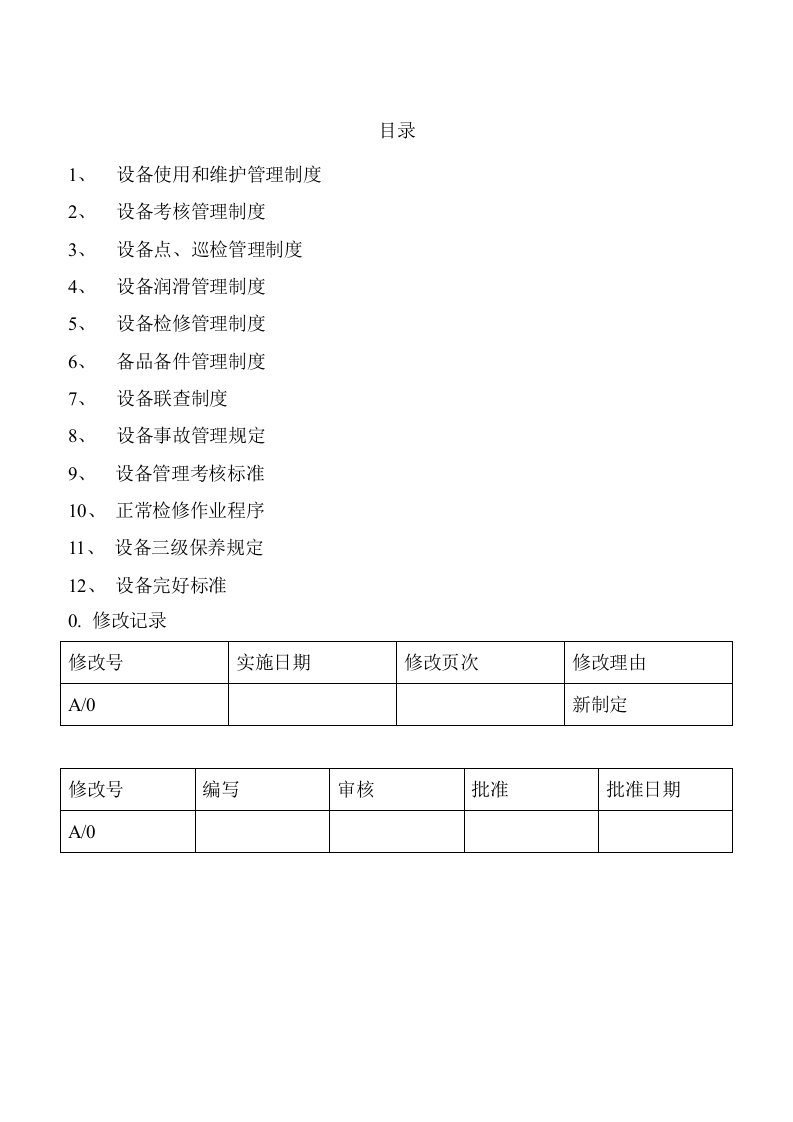 钢铁铸造公司设备管理制度与管理标准(DOC