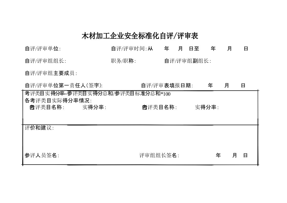 木材加工企业安全标准化自评