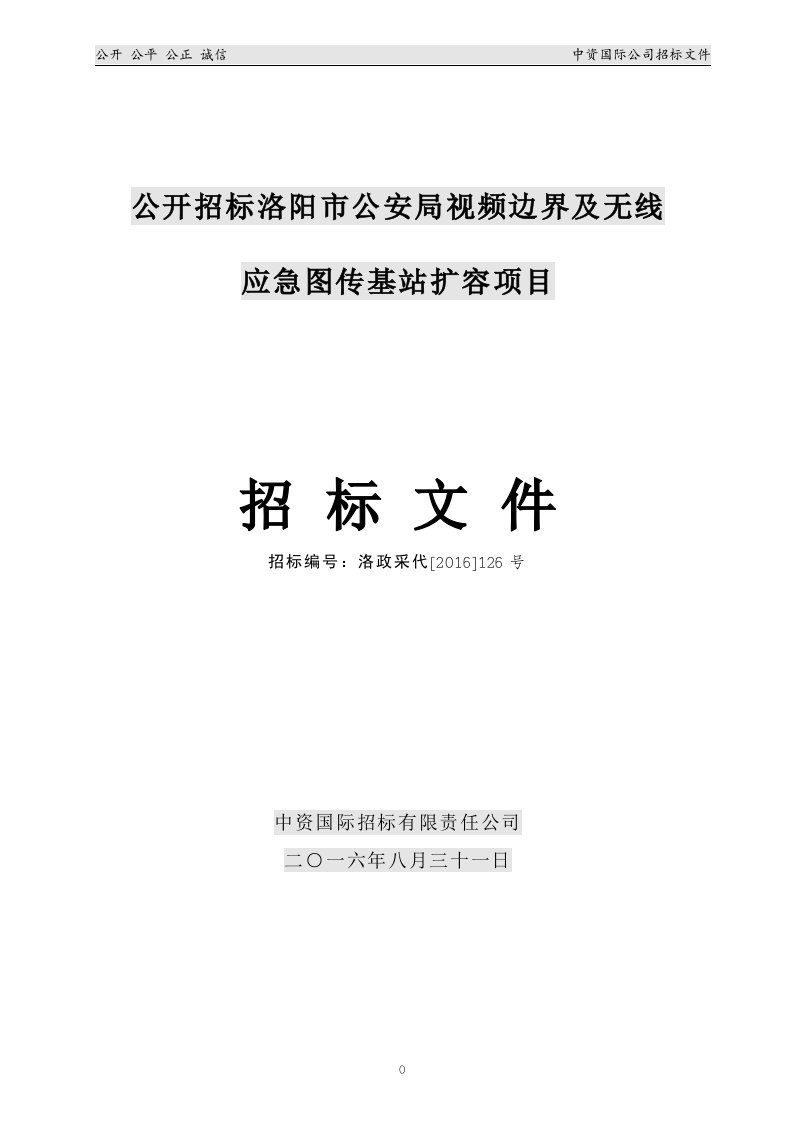 洛阳市公安局基站扩容项目招标文件(终稿)