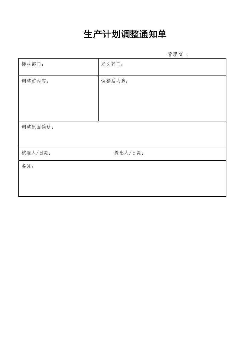 生产计划调整通知单