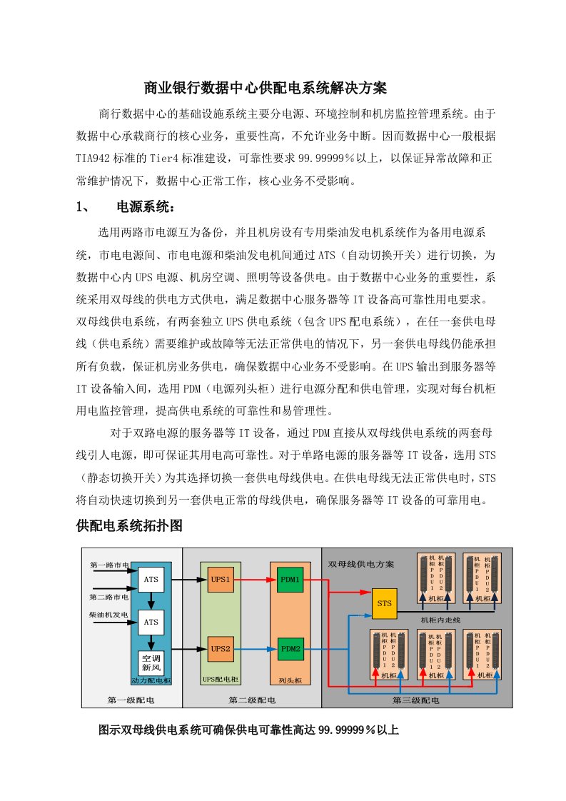 机房数据中心供配电系统解决方案