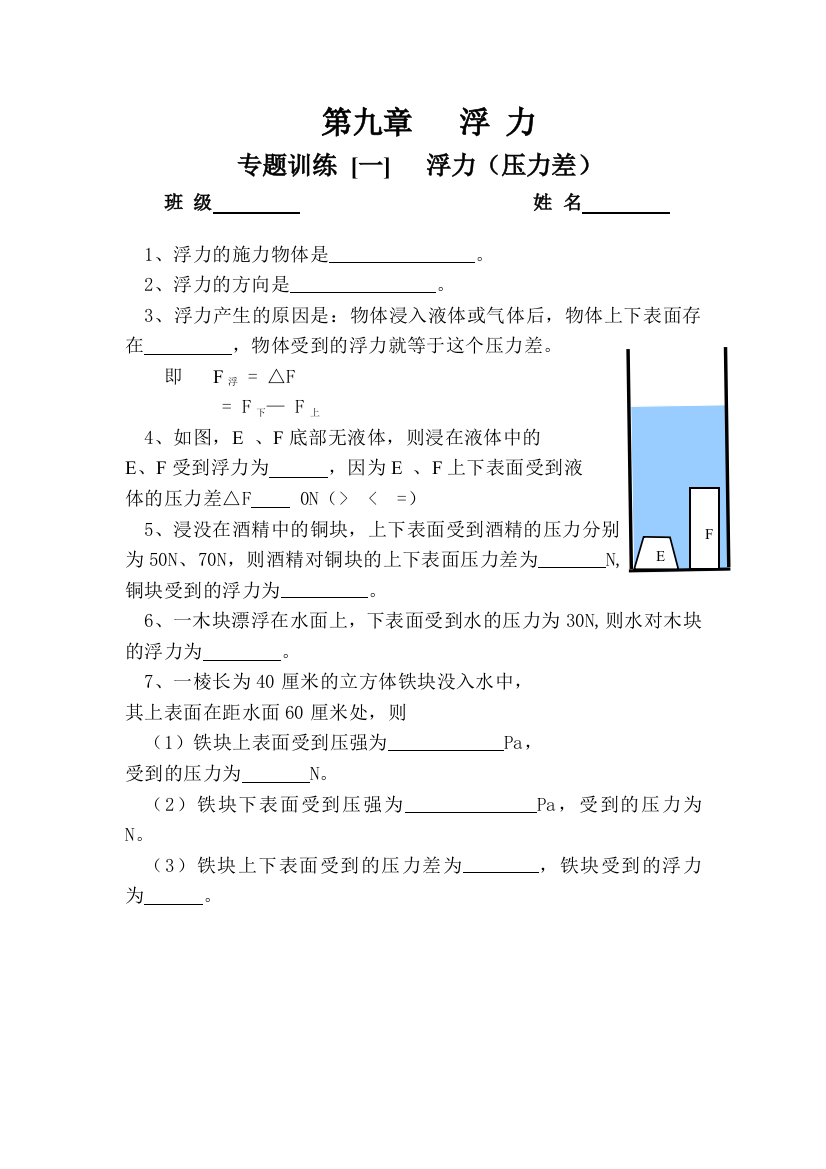 （中小学资料）专题训练（浮力）