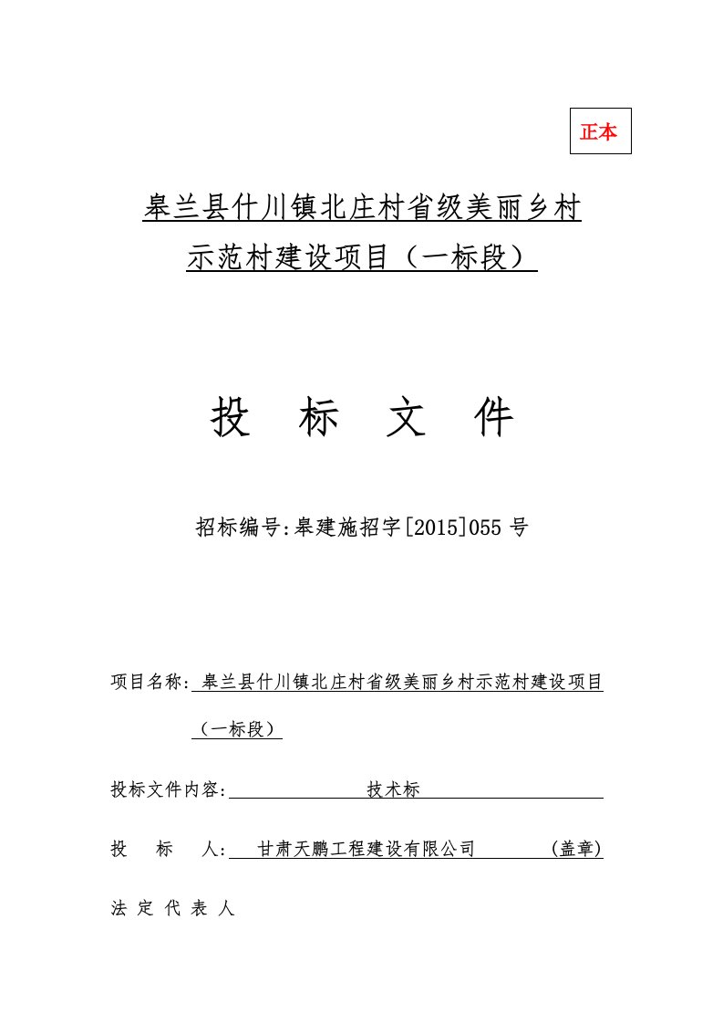 北庄村省级美丽乡村示范村建设项目工程施工组织设计方案技术标范本