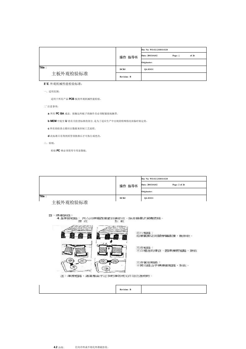 SMT主板外观检验标准