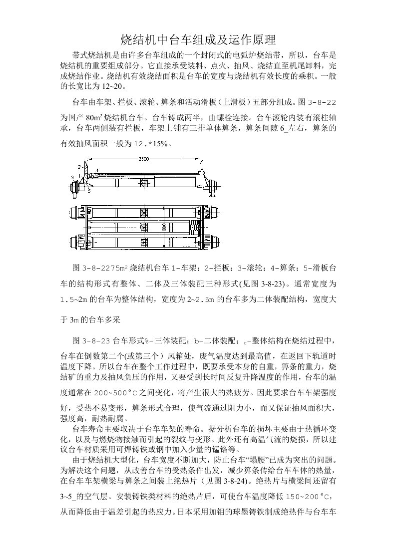 烧结机中台车组成及运作原理