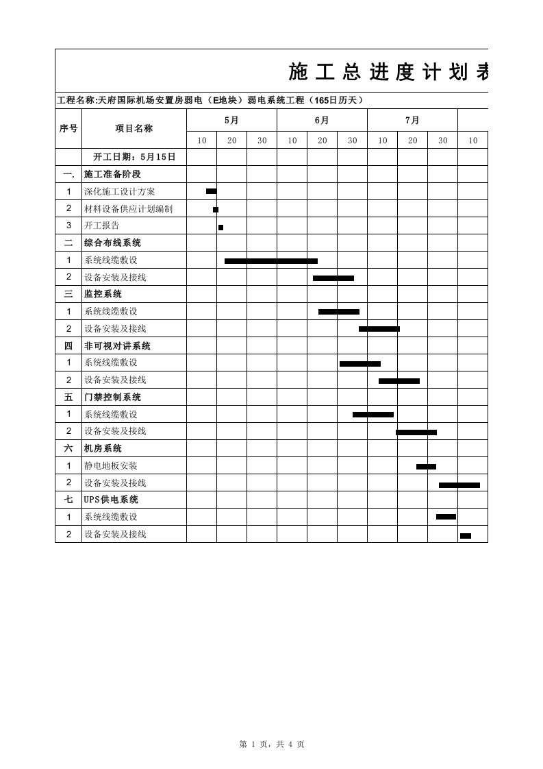 弱电进度计划表