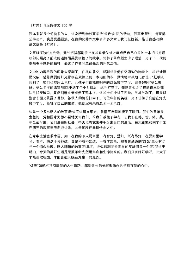 灯光读后感作文800字