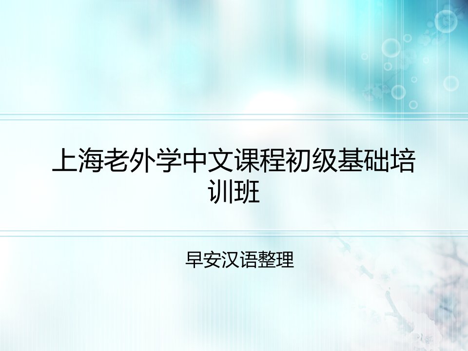 上海老外学中文课程初级基础培训班ppt课件