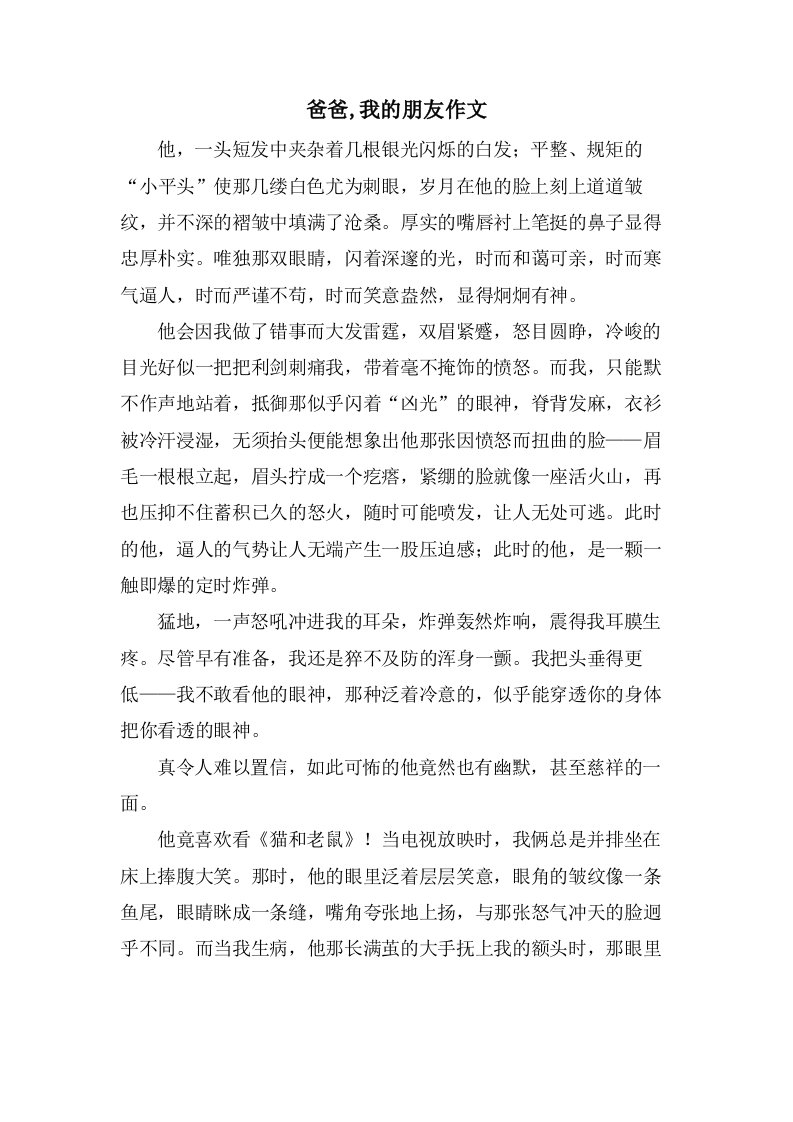 爸爸,我的朋友作文