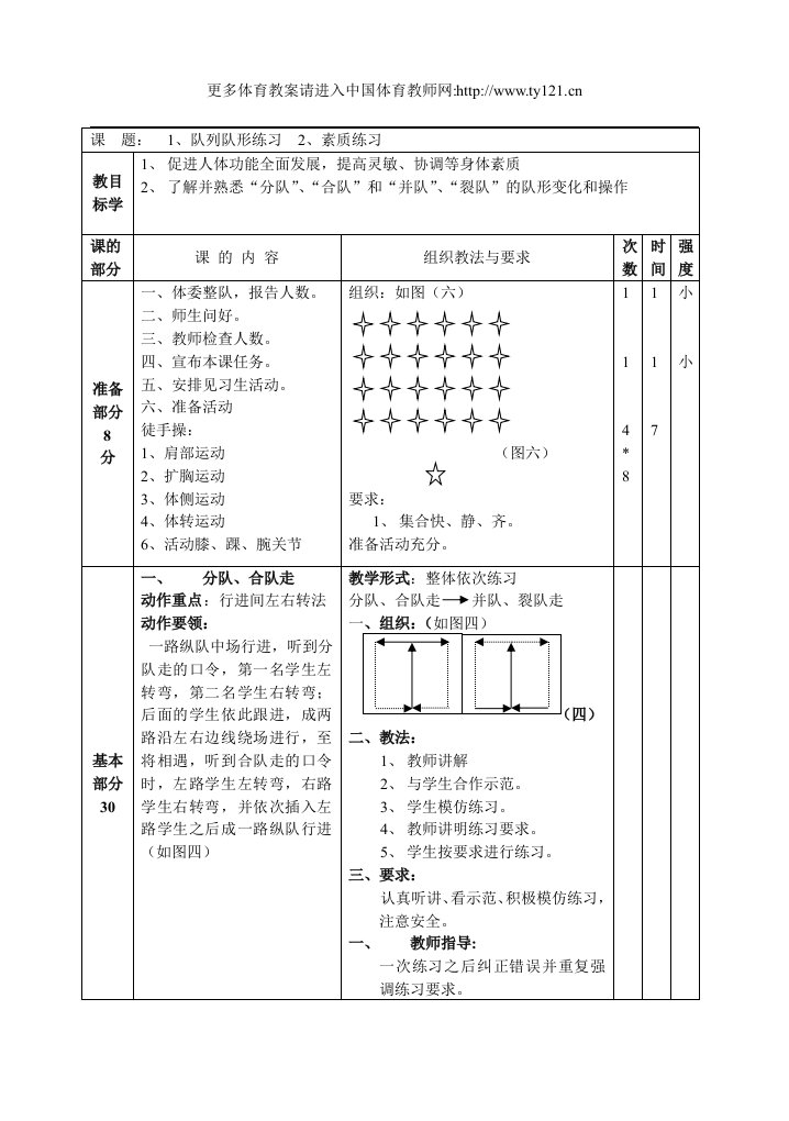 七年级初一下学期初中体育教案