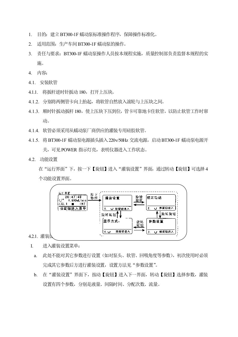 蠕动泵使用标准操作规程