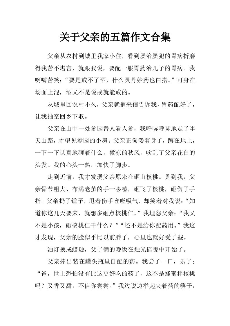 关于父亲的五篇作文合集