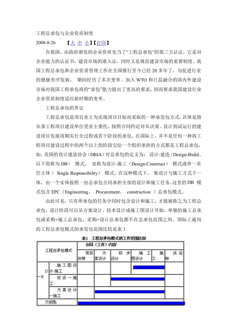 工程总承包与企业资质制度