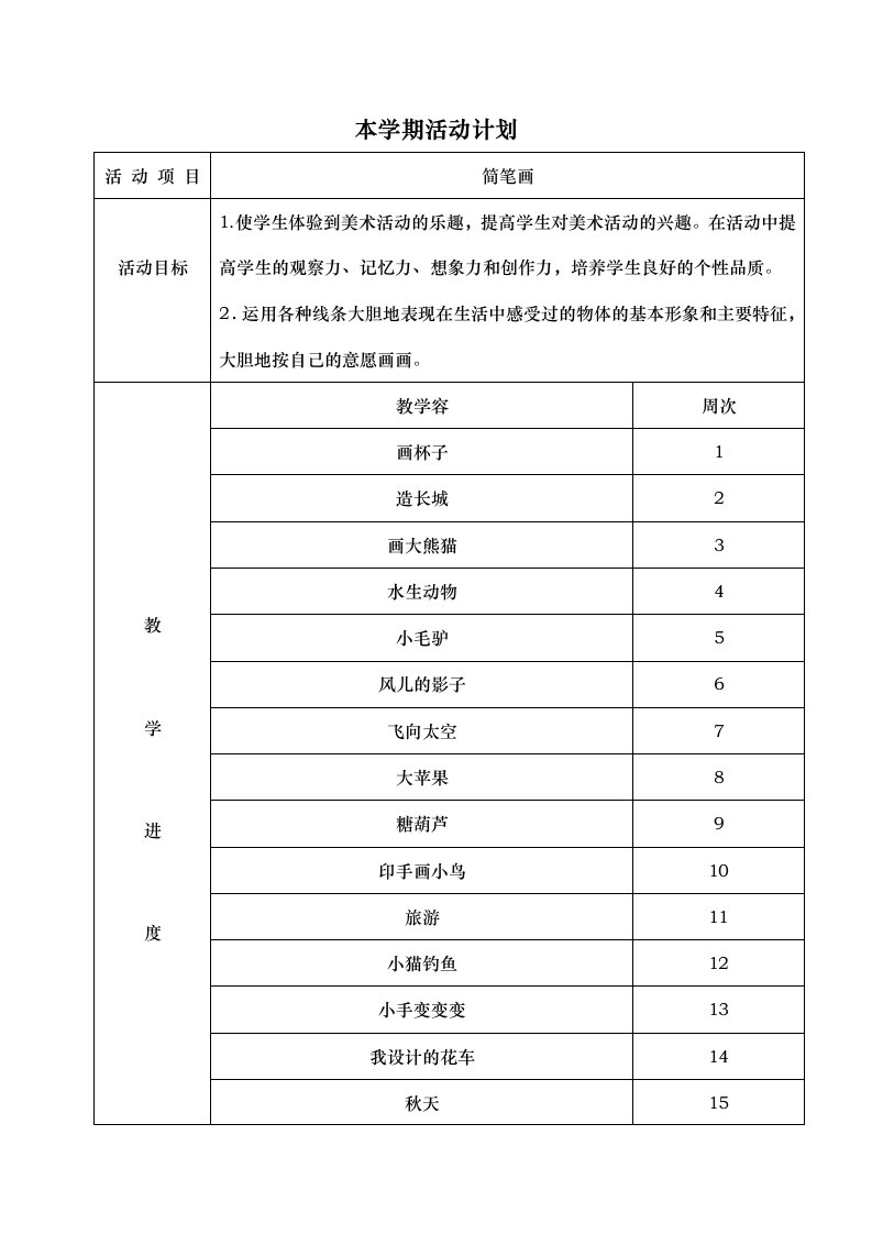 小学生简笔画社团活动记录文本