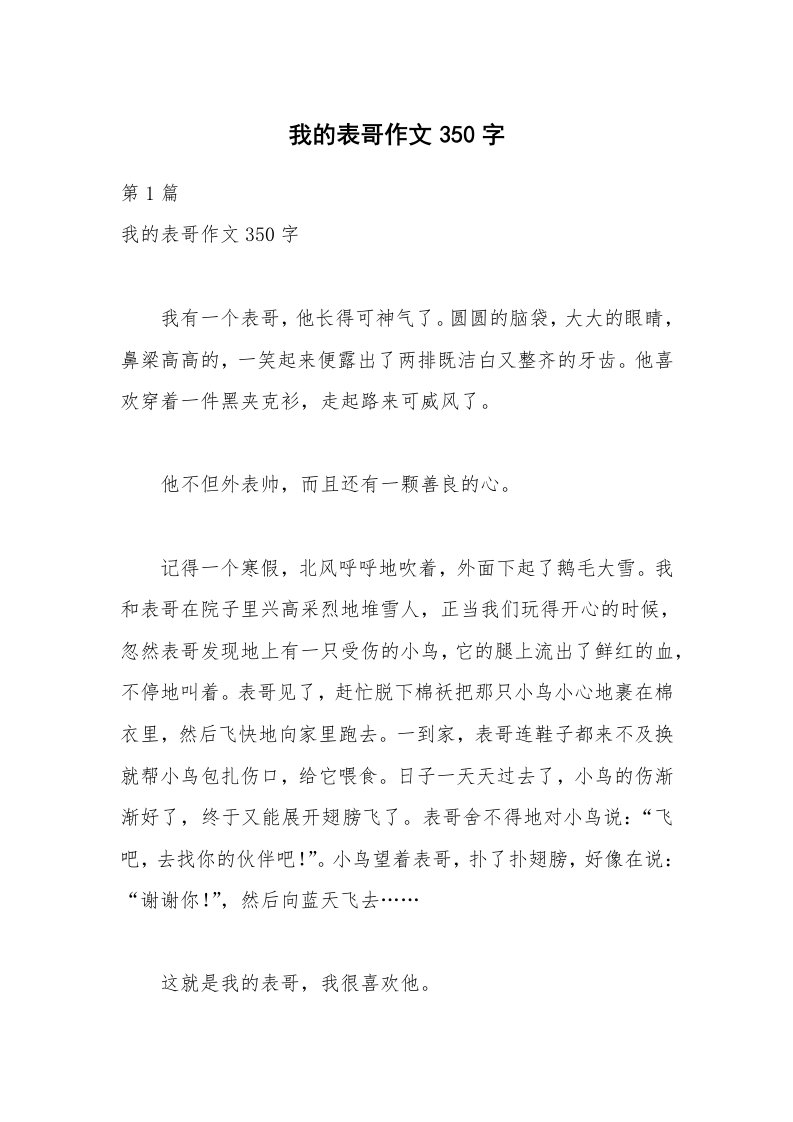 我的表哥作文350字