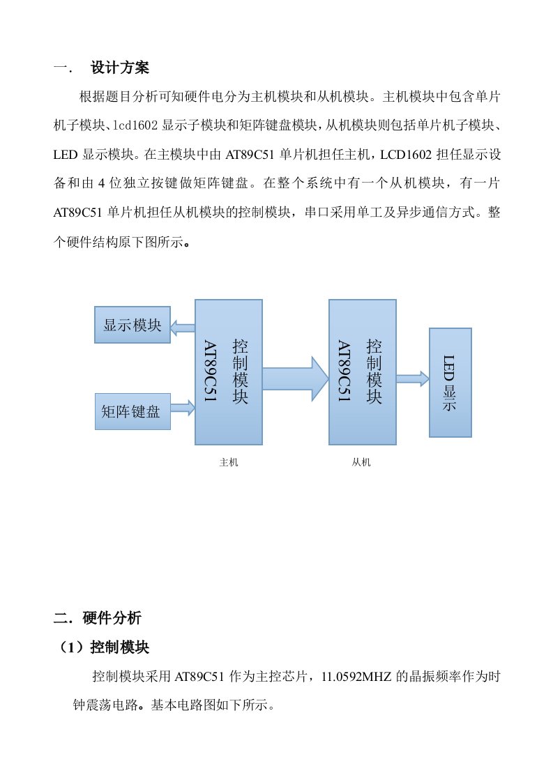 基于单片机的双机通信实训报告