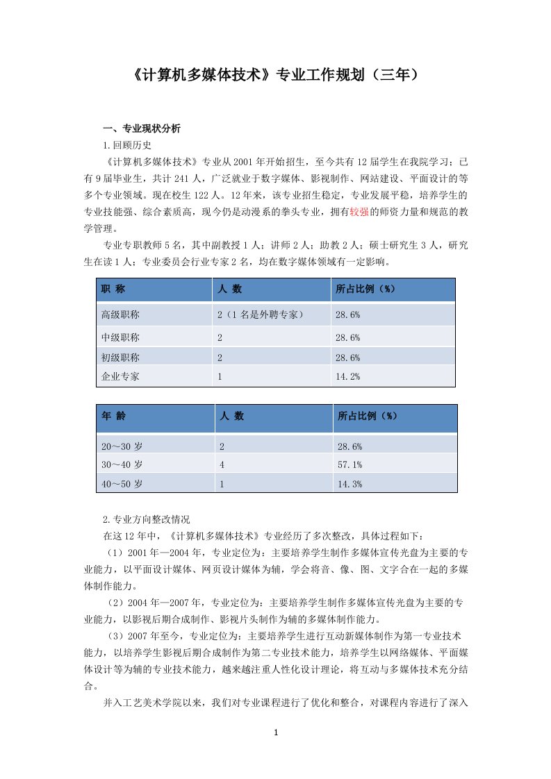 计算机多媒体专业发展规划精要