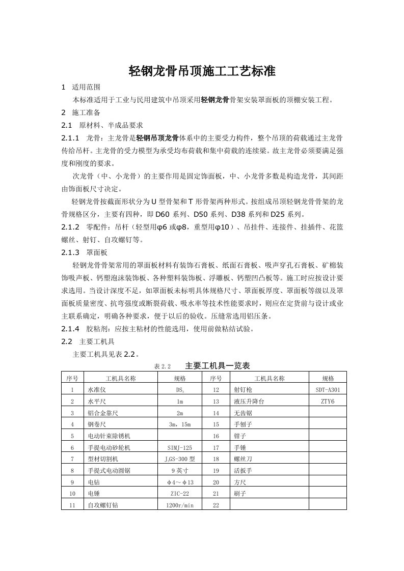 民用建筑轻钢龙骨吊顶施工工艺