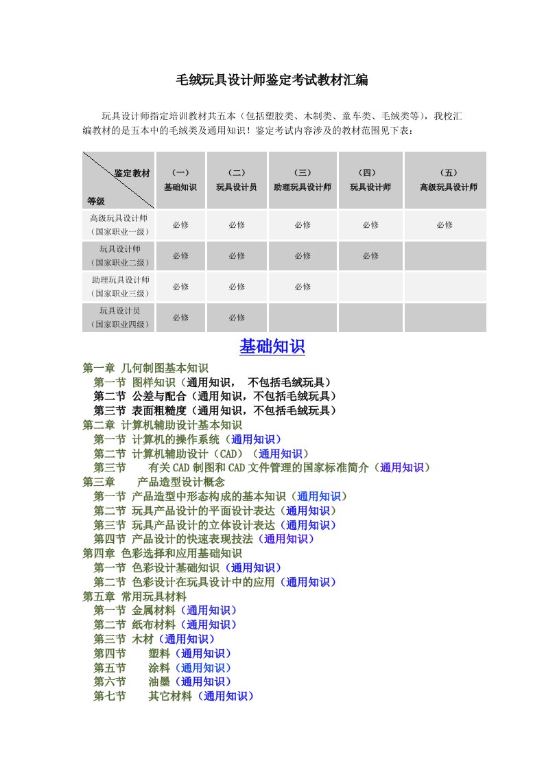 毛绒玩具设计师鉴定考试教材汇编