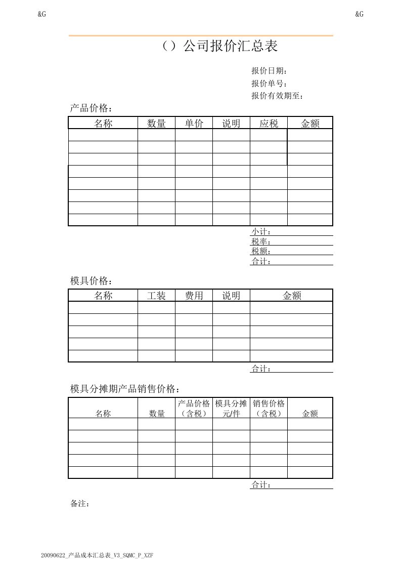 产品成本构成分析表