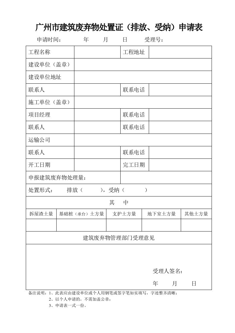 广州市建筑废弃物处置证(排放