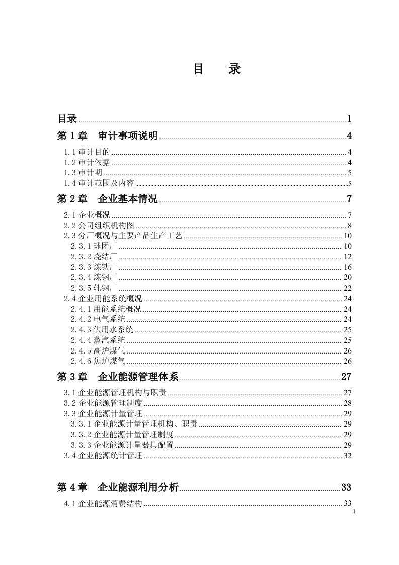 某钢铁企业能源审计报告