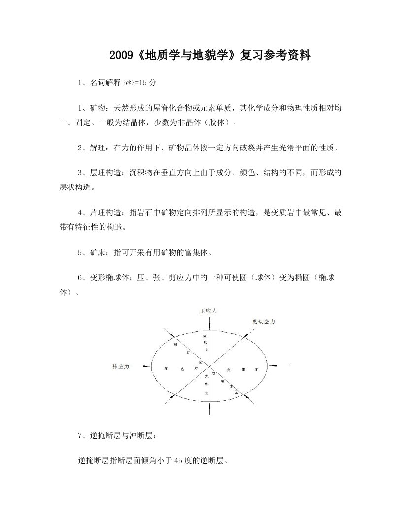 2009《地质学与地貌学》复习参考资料