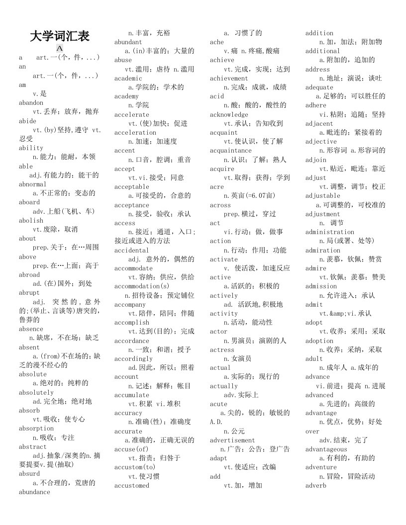 词汇总表看10遍以上