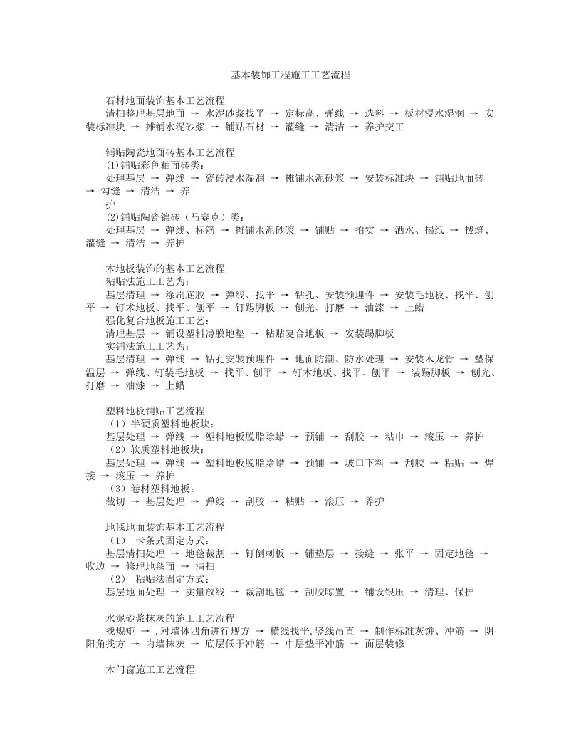 建筑资料-214~17装饰基本工艺流程