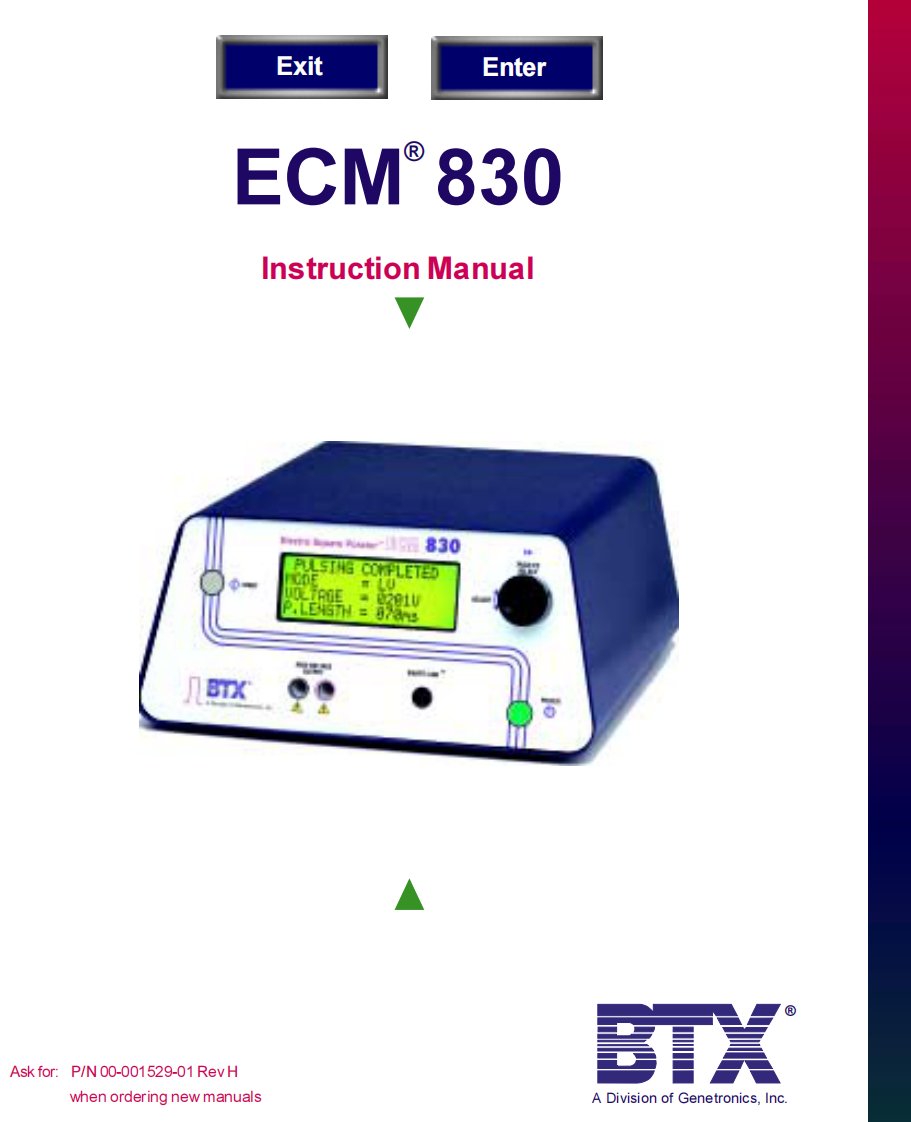 ECM-830-Manual-BTX公司电转染细胞手册