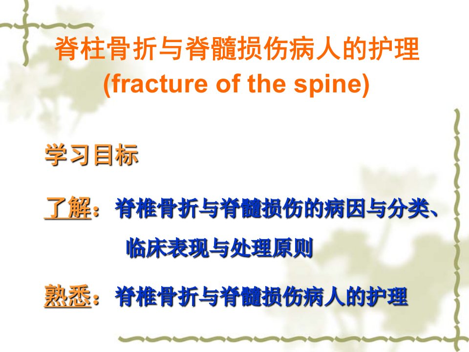 脊柱骨折与脊髓损伤病人的护理