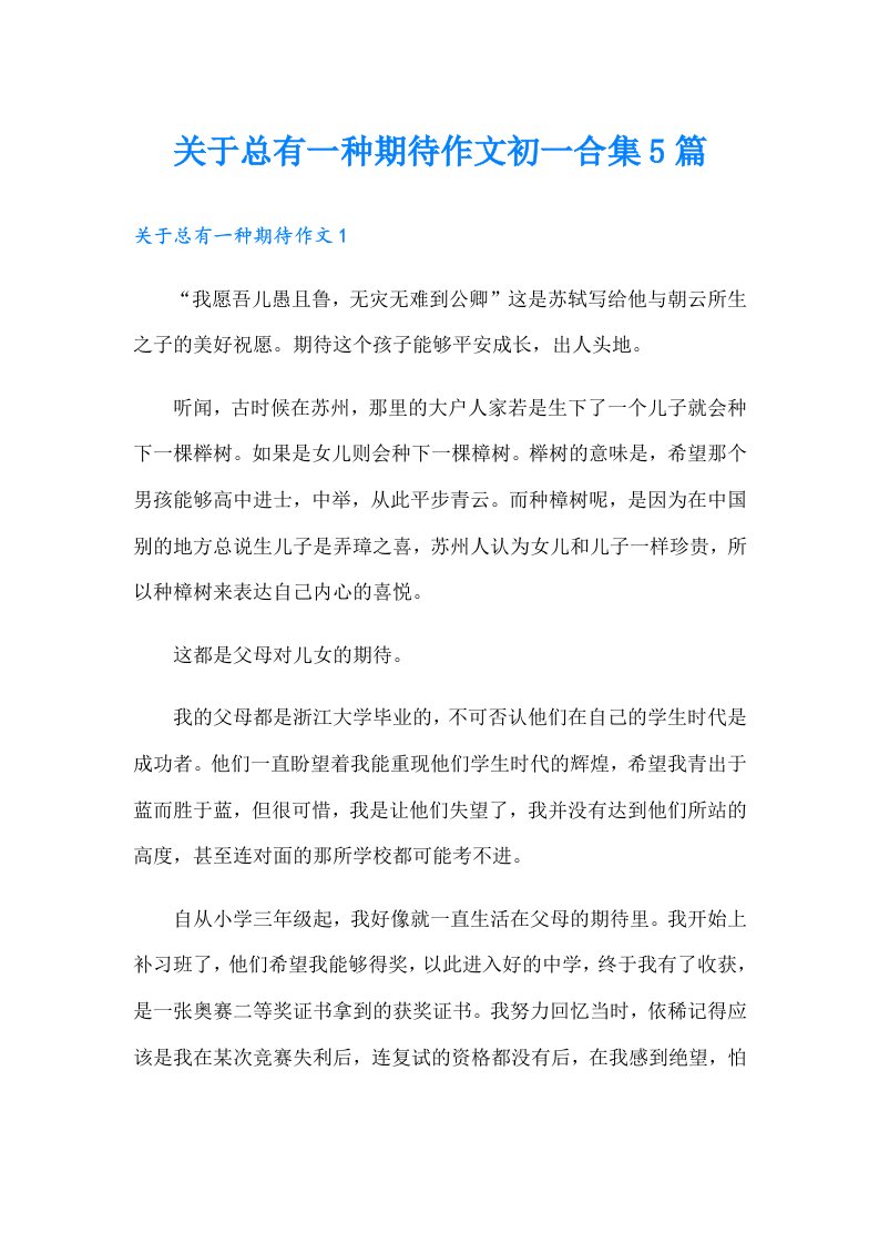 关于总有一种期待作文初一合集5篇