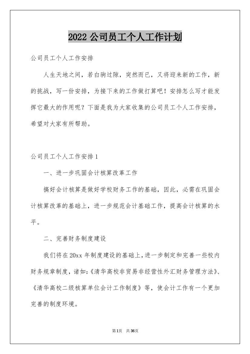 2022公司员工个人工作计划_1