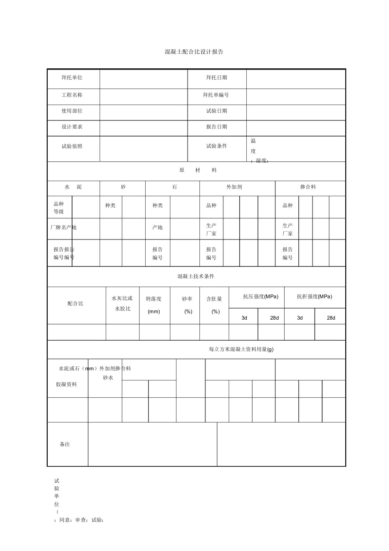 混凝土配合比设计报告