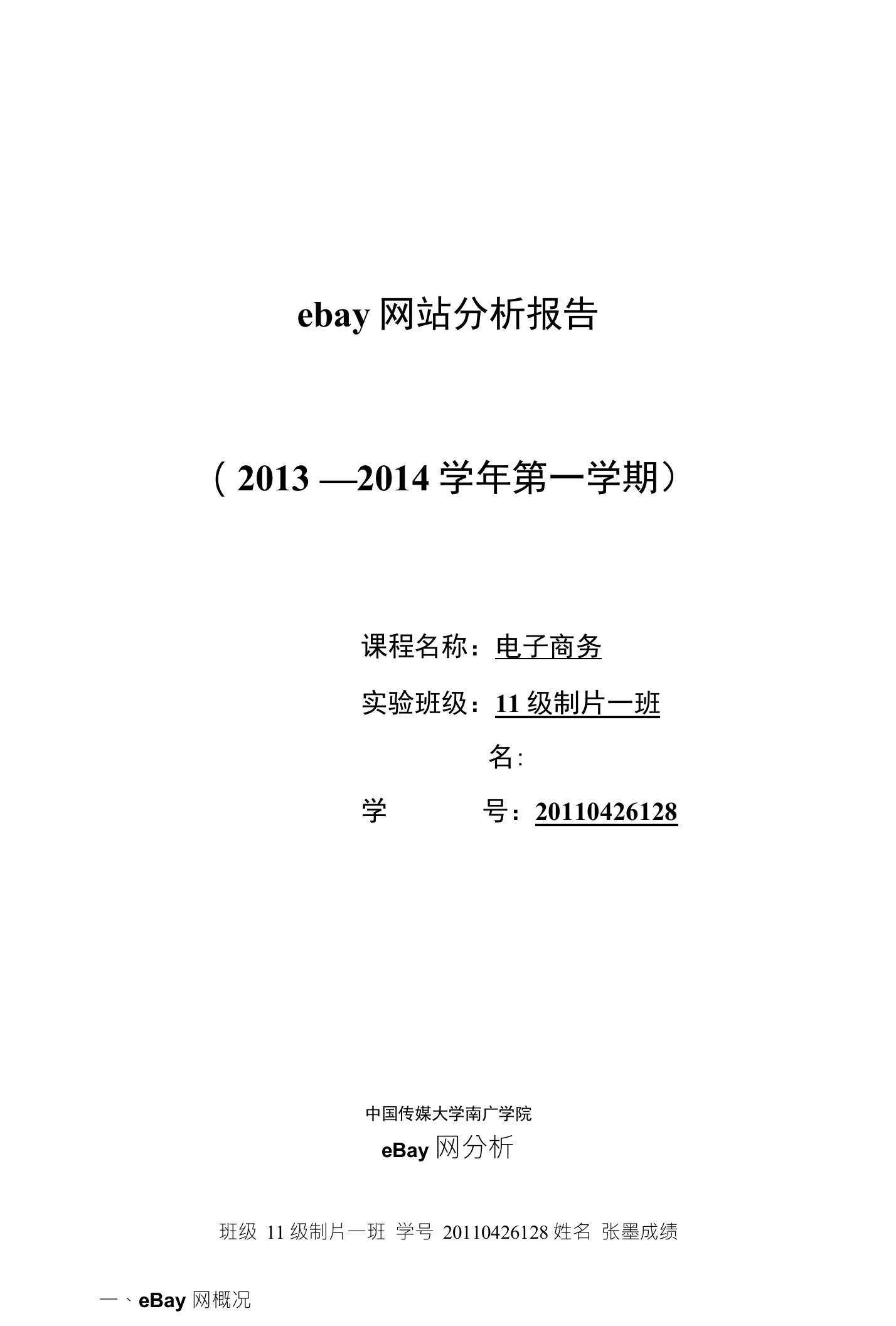 ebay网站分析报告