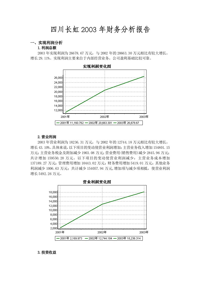 精选四川长虹公司年度财务分析报告