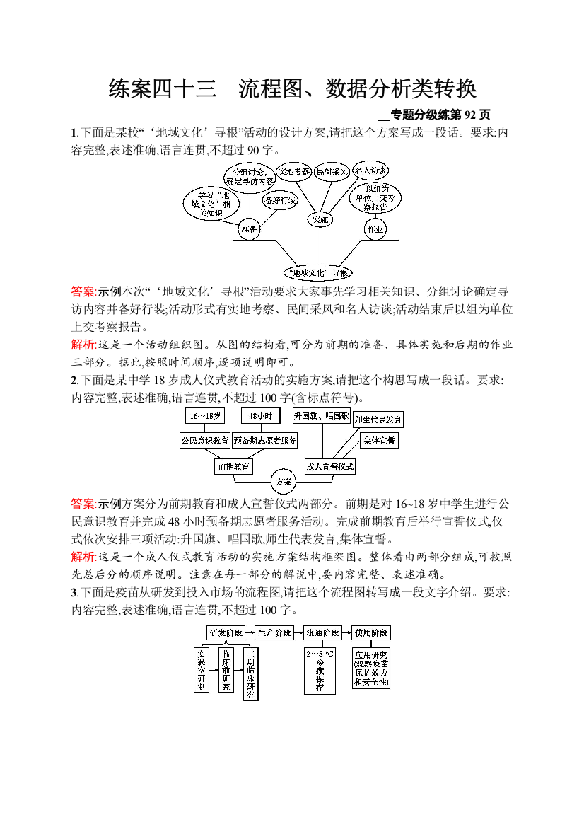 2021版语文导学大一轮广西专用练案四十三　流程图、数据分析类转换