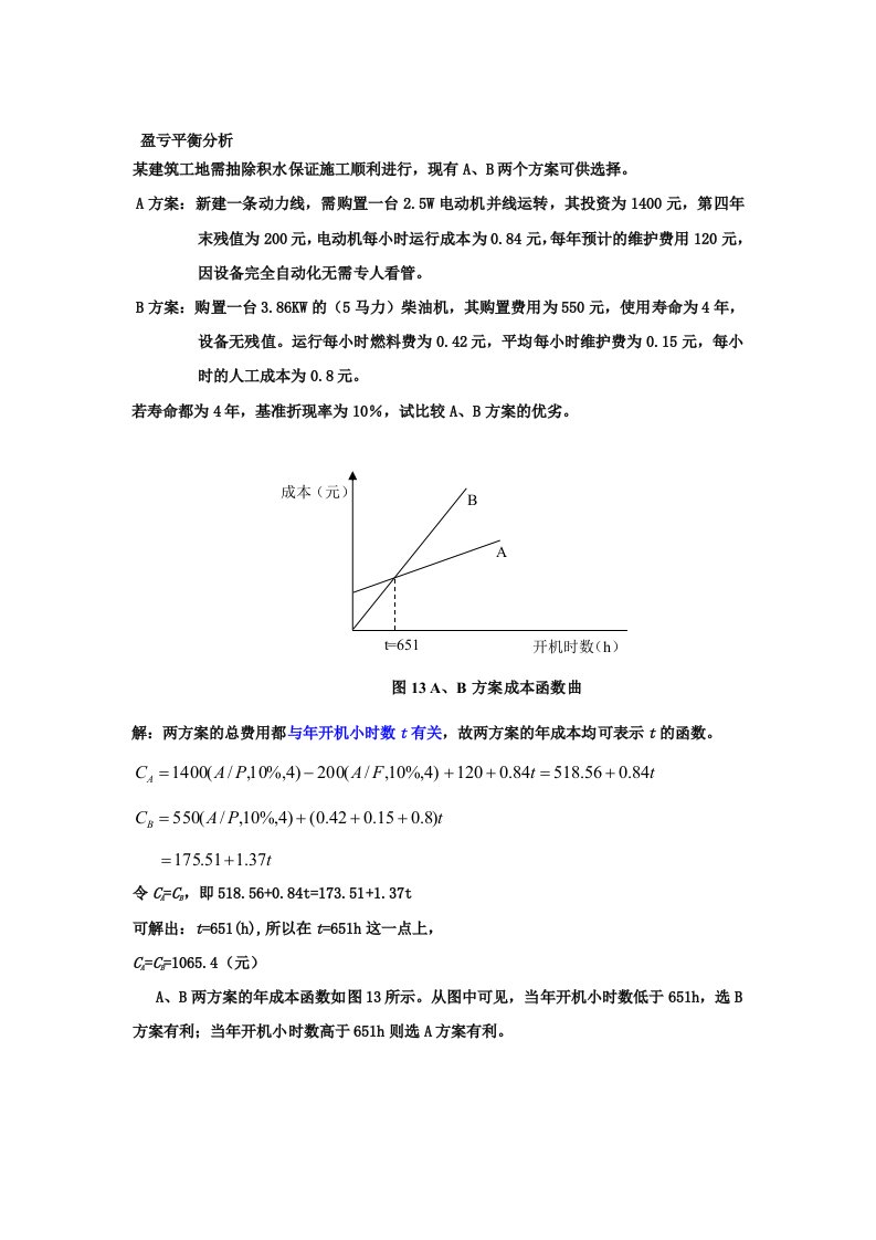 管理学盈亏平衡分析和决策树计算题