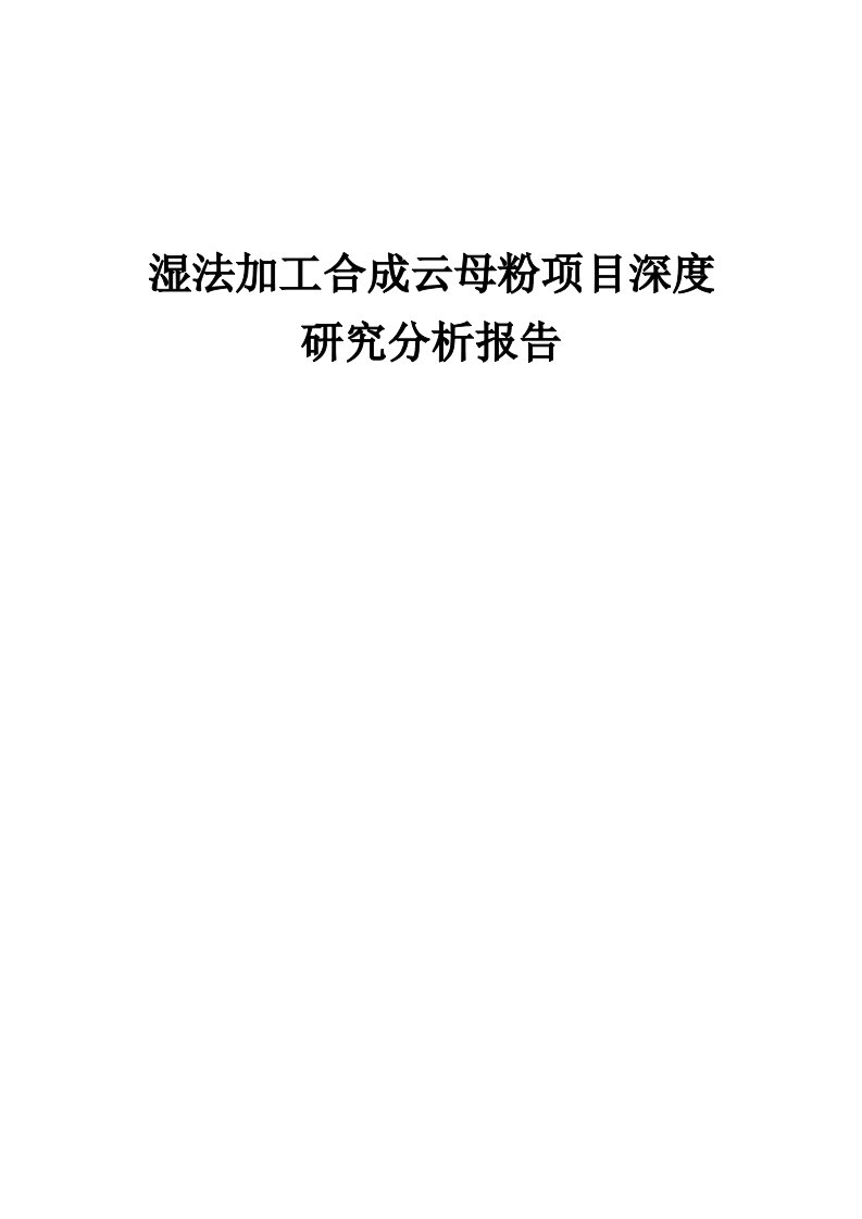 2024年湿法加工合成云母粉项目深度研究分析报告