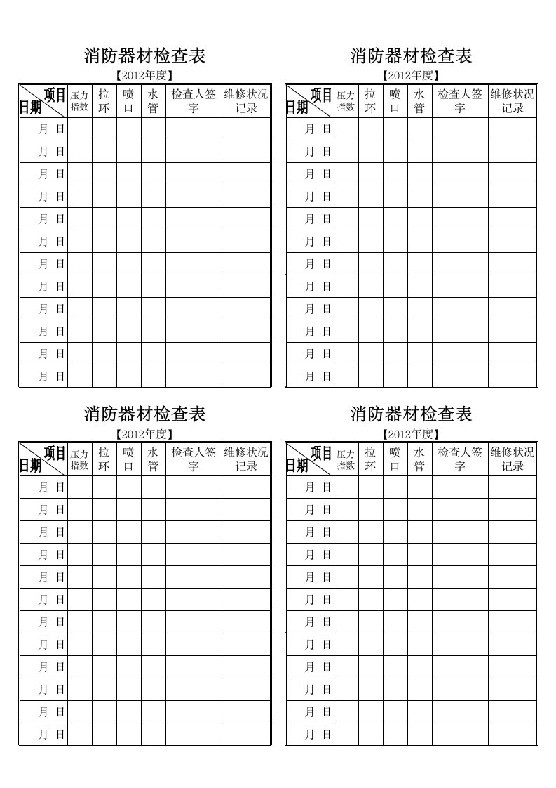 消防柜检查表