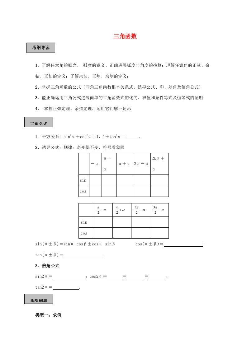 高三数学第二轮复习讲义