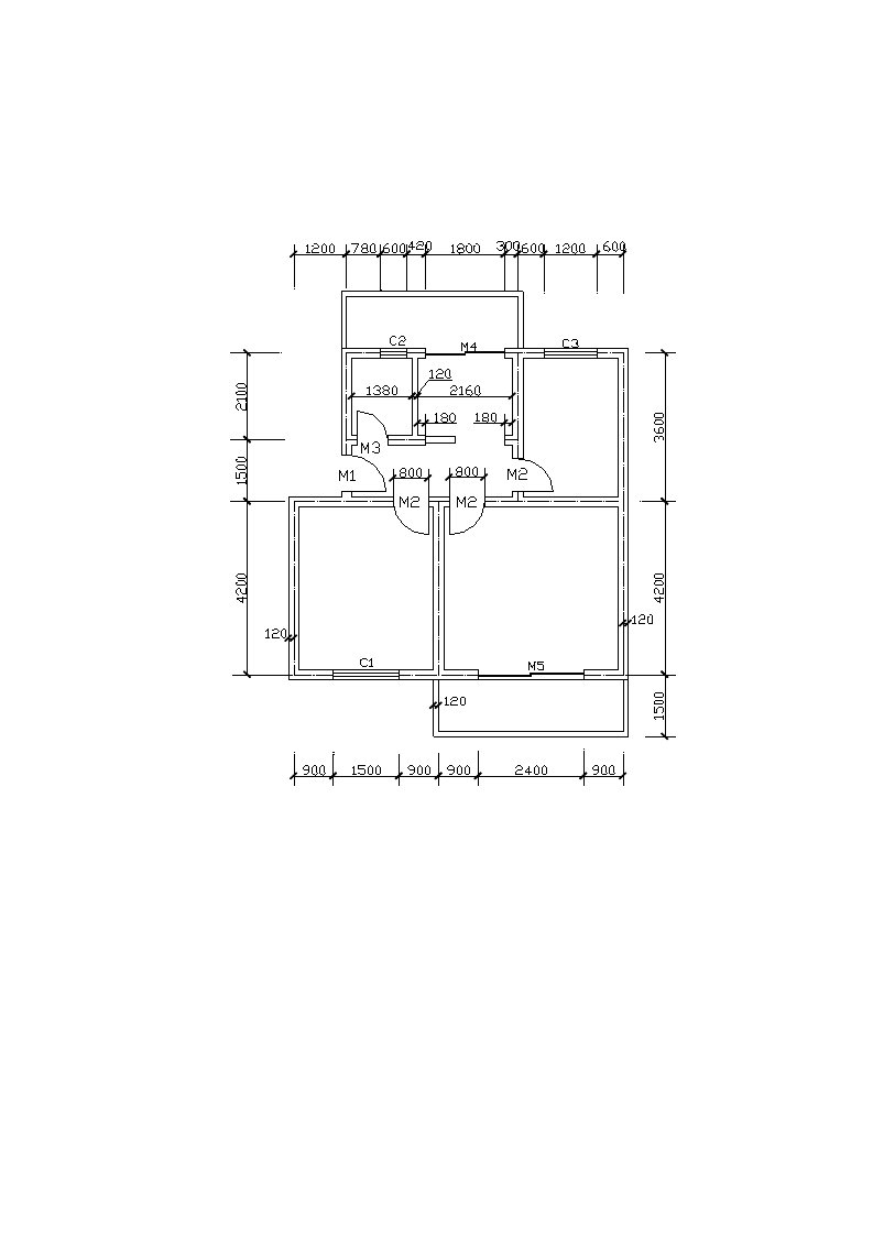 CAD建筑平面图基础练习