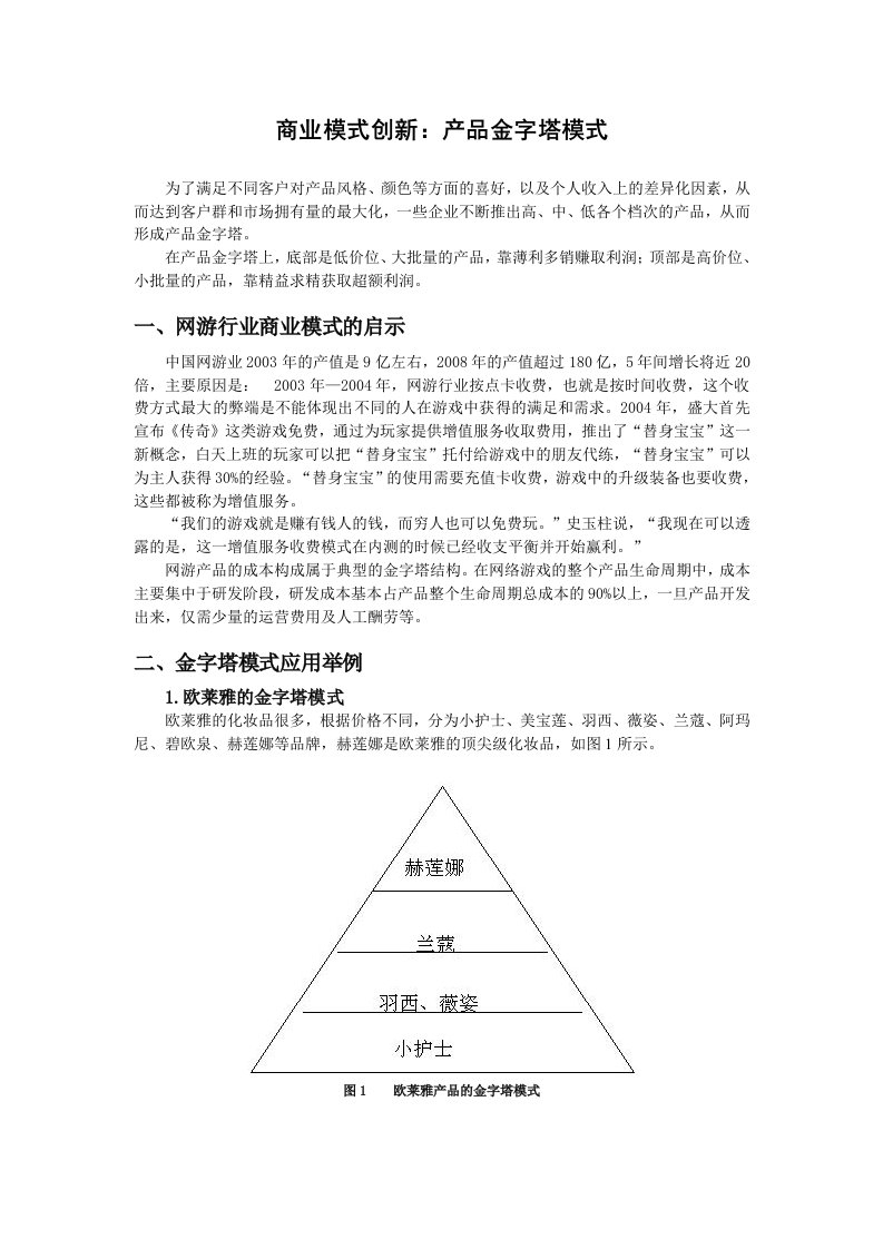 商业模式创新：产品金字塔模式