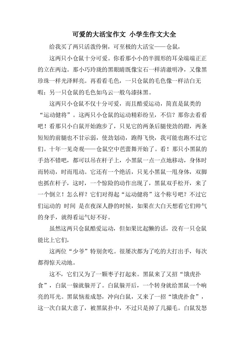 可爱的大活宝作文