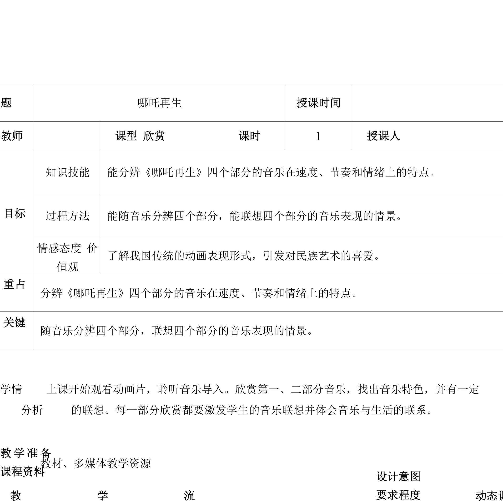 【精品教案】人教版小学四年级音乐上册教学设计