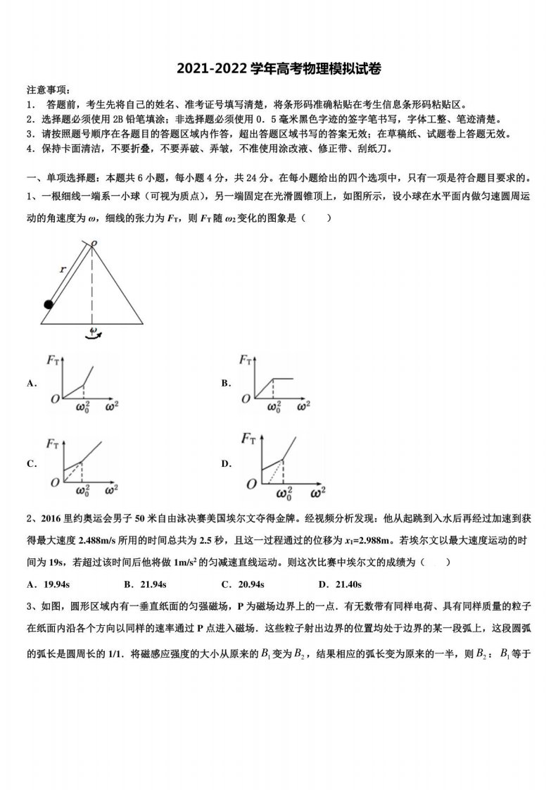 2022届广东深圳罗湖高三冲刺模拟物理试卷含解析