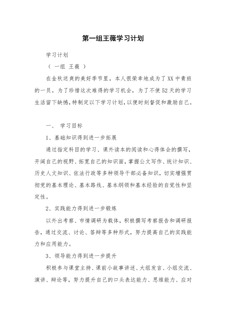 工作计划_183347_第一组王薇学习计划