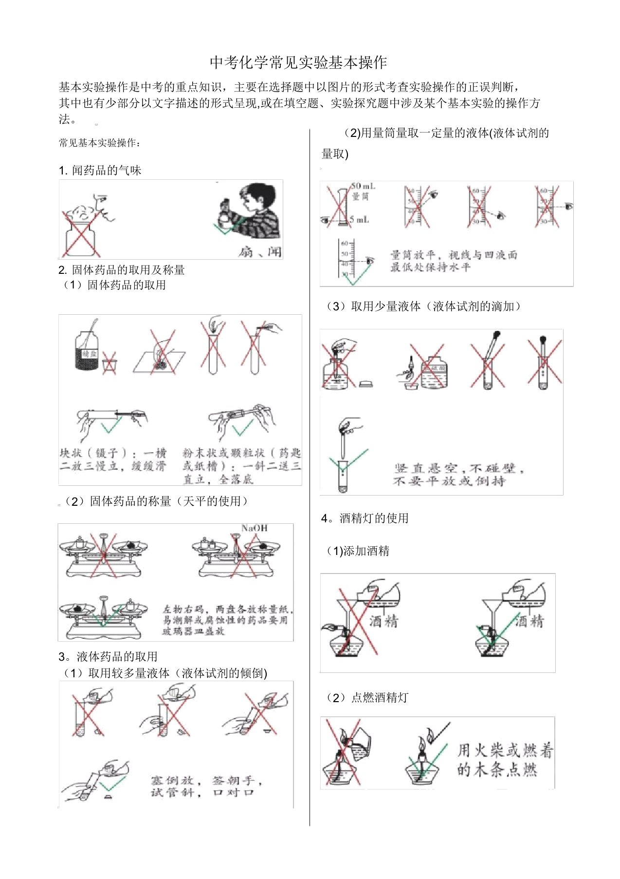 中考化学常见实验基本操作【范本模板】