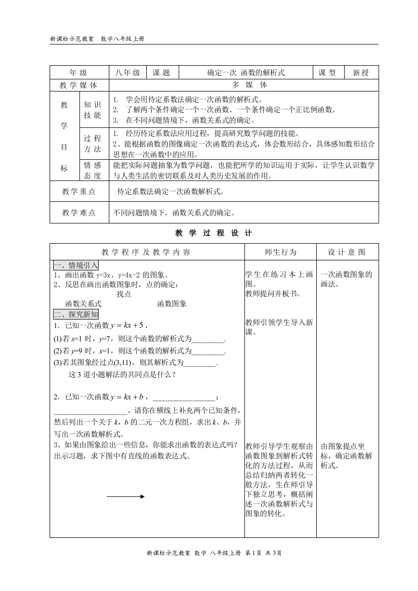 【小学中学教育精选】确定一次函数解析式