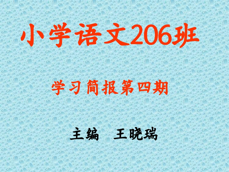 小学语文206班学习简报第四期